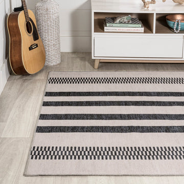 Vichy Geometric Striped Machine-washable Area Rug